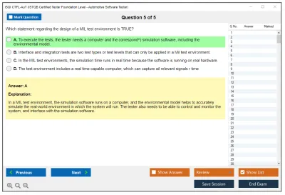 iSQI CTFL-AuT ISTQB Certified Tester Foundation Level - Automotive Software Tester Practice test exam simulator test engine exam Prep practice test questions answers Image 5