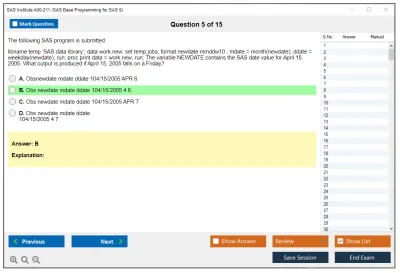 SAS Institute A00-211 SAS Base Programming for SAS 9 Practice test exam simulator test engine exam Prep practice test questions answers Image 5