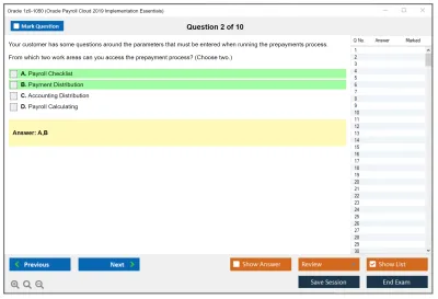 Oracle 1z0-1050 Oracle Payroll Cloud 2019 Implementation Essentials Practice test exam simulator test engine exam Prep practice test questions answers Image 2