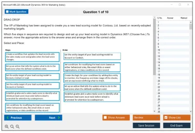Microsoft MB-220 Microsoft Dynamics 365 Customer Insights (Journeys) Functional Consultant Practice test exam simulator test engine exam Prep practice test questions answers Image 1