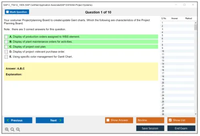 SAP C_TS412_1909 SAP Certified Application AssociateSAP S/4HANA Project Systems Practice test exam simulator test engine exam Prep practice test questions answers Image 1