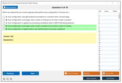 VMware 2V0-72.22 Professional Develop VMware Spring Practice test exam simulator test engine exam Prep practice test questions answers Image 4