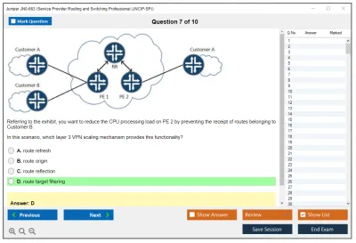 Juniper JN0-663 Service Provider Routing and Switching Professional (JNCIP-SP) Practice test exam simulator test engine exam Prep practice test questions answers Image 7