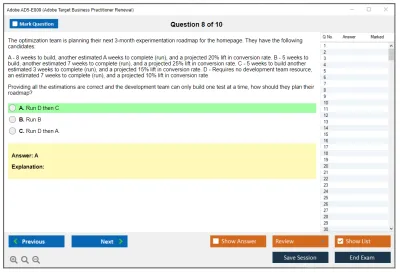 Adobe AD5-E809 Adobe Target Business Practitioner Renewal Practice test exam simulator test engine exam Prep practice test questions answers Image 8