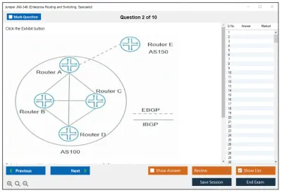 Juniper JN0-348 Enterprise Routing and Switching, Specialist Practice test exam simulator test engine exam Prep practice test questions answers Image 2