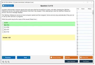 Qlik QV12SA QlikView 12 System Administrator Certification Exam Practice test exam simulator test engine exam Prep practice test questions answers Image 3