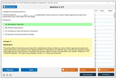 The Open Group OGEA-103 TOGAF Enterprise Architecture Combined Part 1 and Part 2 Exam Practice test exam simulator test engine exam Prep practice test questions answers Image 3