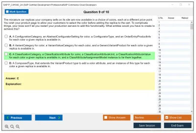 SAP P_C4H340_24 SAP Certified Development ProfessionalSAP Commerce Cloud Developer Practice test exam simulator test engine exam Prep practice test questions answers Image 9