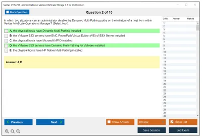 Veritas VCS-257 Administration of Veritas InfoScale Storage 7.1 for UNIX/Linux Practice test exam simulator test engine exam Prep practice test questions answers Image 2