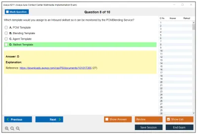 Avaya 6211 Avaya Aura Contact Center Multimedia Implementation Exam Practice test exam simulator test engine exam Prep practice test questions answers Image 8