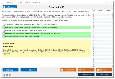 Microsoft 70-462 Administering Microsoft SQL Server 2012/2014 Databases Practice test exam simulator test engine exam Prep practice test questions answers Image 4