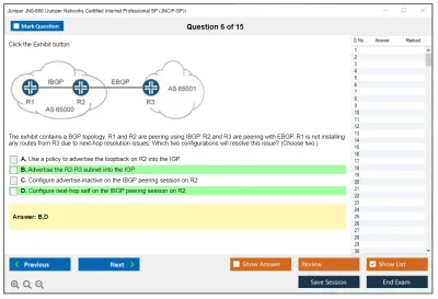 Juniper JN0-660 Juniper Networks Certified Internet Professional SP (JNCIP-SP) Practice test exam simulator test engine exam Prep practice test questions answers Image 6