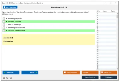 Cisco 840-450 Mastering the Cisco Business Architecture Discipline Practice test exam simulator test engine exam Prep practice test questions answers Image 5