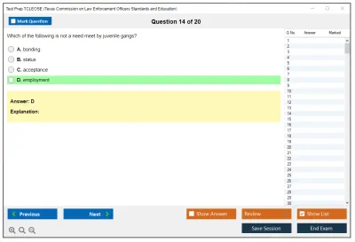 Test Prep TCLEOSE Texas Commission on Law Enforcement Officers Standards and Education Practice test exam simulator test engine exam Prep practice test questions answers Image 14