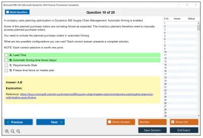 Microsoft MB-330 Microsoft Dynamics 365 Supply Chain Management Practice test exam simulator test engine exam Prep practice test questions answers Image 10