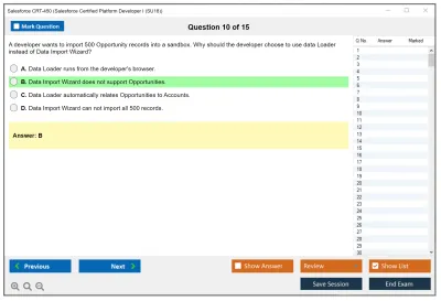 Salesforce CRT-450 Salesforce Certified Platform Developer I Practice test exam simulator test engine exam Prep practice test questions answers Image 10