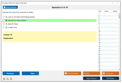 Six Sigma SSWB Six Sigma White Belt Practice test exam simulator test engine exam Prep practice test questions answers Image 9