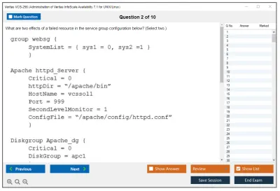 Veritas VCS-256 Administration of Veritas InfoScale Availability 7.1 for UNIX/Linux Practice test exam simulator test engine exam Prep practice test questions answers Image 2