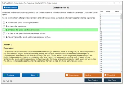 Test Prep PRAXIS-Writing-Section Pre-Professional Skills Test (PPST) - Writing Section Practice test exam simulator test engine exam Prep practice test questions answers Image 8