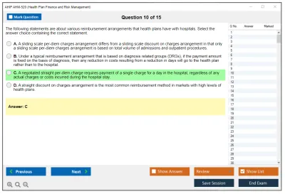 AHIP AHM-520 Health Plan Finance and Risk Management Practice test exam simulator test engine exam Prep practice test questions answers Image 10