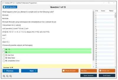 C++ Institute CPP C++ Certified Professional Programmer Practice test exam simulator test engine exam Prep practice test questions answers Image 1