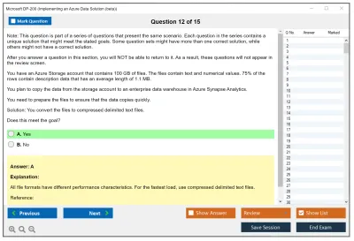 Microsoft DP-200 Implementing an Azure Data Solution  Practice test exam simulator test engine exam Prep practice test questions answers Image 12