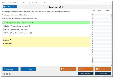 Salesforce Certified-B2C-Commerce-Developer Salesforce Certified B2C Commerce Developer Practice test exam simulator test engine exam Prep practice test questions answers Image 8