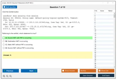 Juniper JN0-635 Security-Professional (JNCIP-SEC) Practice test exam simulator test engine exam Prep practice test questions answers Image 7