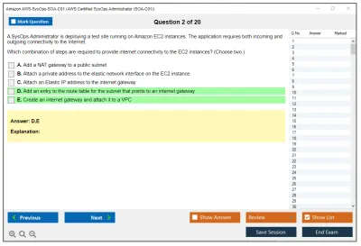 Amazon AWS AWS-SysOps-SOA-C01 AWS Certified SysOps Administrator - Associate Practice test exam simulator test engine exam Prep practice test questions answers Image 2