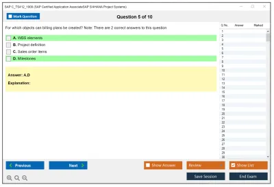 SAP C_TS412_1909 SAP Certified Application AssociateSAP S/4HANA Project Systems Practice test exam simulator test engine exam Prep practice test questions answers Image 5