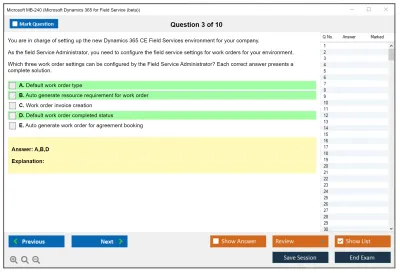 Microsoft MB-240 Microsoft Dynamics 365 Field Service Functional Consultant Practice test exam simulator test engine exam Prep practice test questions answers Image 3