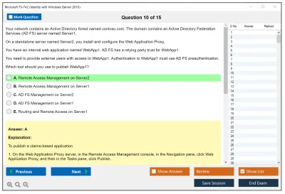 Microsoft 70-742 Identity with Windows Server 2016 Practice test exam simulator test engine exam Prep practice test questions answers Image 10
