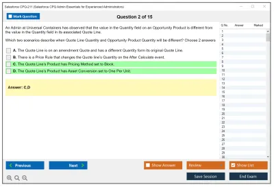 Salesforce CPQ-211 Salesforce CPQ Admin Essentials for Experienced Administrators Practice test exam simulator test engine exam Prep practice test questions answers Image 2