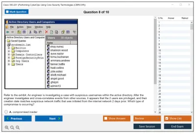 Cisco 350-201 Performing CyberOps Using Core Security Technologies (CBRCOR) Practice test exam simulator test engine exam Prep practice test questions answers Image 8
