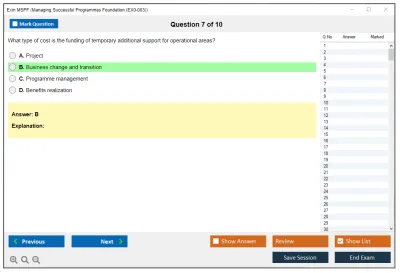 Exin MSPF Managing Successful Programmes Foundation (EX0-003) Practice test exam simulator test engine exam Prep practice test questions answers Image 7