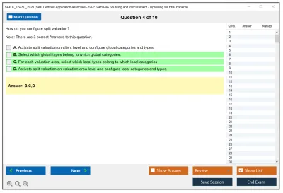 SAP C_TS450_2020 SAP Certified Application Associate - SAP S/4HANA Sourcing and Procurement - Upskilling for ERP Experts Practice test exam simulator test engine exam Prep practice test questions answers Image 4