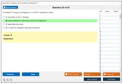 Isaca CGEIT Certified in the Governance of Enterprise IT Exam Practice test exam simulator test engine exam Prep practice test questions answers Image 20