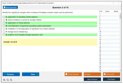 Oracle 1z0-485 Oracle Exadata Database Machine 2014 Implementation Essentials Practice test exam simulator test engine exam Prep practice test questions answers Image 2