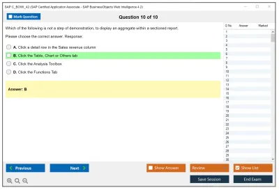 SAP C_BOWI_42 SAP Certified Application Associate - SAP BusinessObjects Web Intelligence 4.2 Practice test exam simulator test engine exam Prep practice test questions answers Image 10