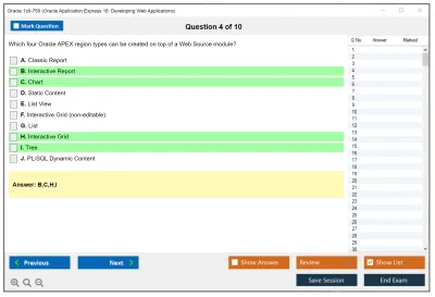 Oracle 1z0-750 Oracle Application Express 18: Developing Web Applications Practice test exam simulator test engine exam Prep practice test questions answers Image 4