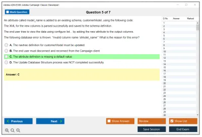 Adobe AD0-E308 Adobe Campaign Classic Developer Practice test exam simulator test engine exam Prep practice test questions answers Image 5