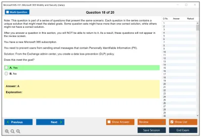 Microsoft MS-101 Microsoft 365 Mobility and Security Practice test exam simulator test engine exam Prep practice test questions answers Image 18