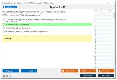 Avaya 3309 Avaya Aura Experience Portal with POM Implementation and Maintenance Practice test exam simulator test engine exam Prep practice test questions answers Image 7