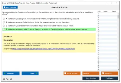 Oracle 1z0-1055-22 Oracle Financials Cloud: Payables 2022 Implementation Professional Practice test exam simulator test engine exam Prep practice test questions answers Image 7