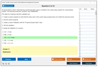 Oracle 1z0-588 Oracle Hyperion Data Relationship Management Essentials Practice test exam simulator test engine exam Prep practice test questions answers Image 9