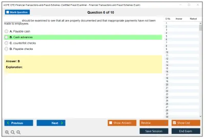 ACFE CFE-Financial-Transactions-and-Fraud-Schemes Certified Fraud Examiner - Financial Transactions and Fraud Schemes Exam Practice test exam simulator test engine exam Prep practice test questions answers Image 6