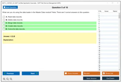 SAP C_C4H520_02 SAP Certified Associate - SAP Field Service Management 2005 Practice test exam simulator test engine exam Prep practice test questions answers Image 5