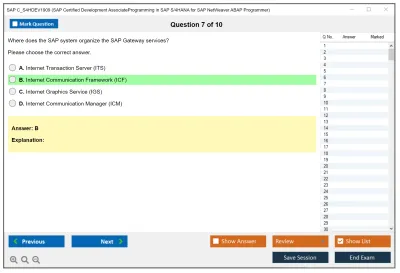 SAP C_S4HDEV1909 SAP Certified Associate - Developer - Programming in SAP S/4HANA for SAP NetWeaver ABAP Programmer Practice test exam simulator test engine exam Prep practice test questions answers Image 7