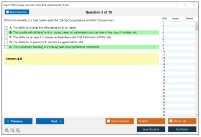 Avaya 7392X Avaya Aura Call Center Elite Implementation Exam Practice test exam simulator test engine exam Prep practice test questions answers Image 3