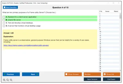 Nutanix NCP-EUC Nutanix Certified Professional - End User Computing (NCP-EUC) v6 Exam Practice test exam simulator test engine exam Prep practice test questions answers Image 4